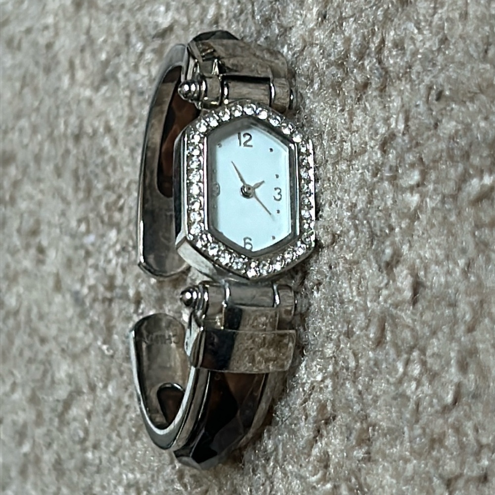Women’s vintage silver/brown‎ crystal bangle bracelet watch one size
